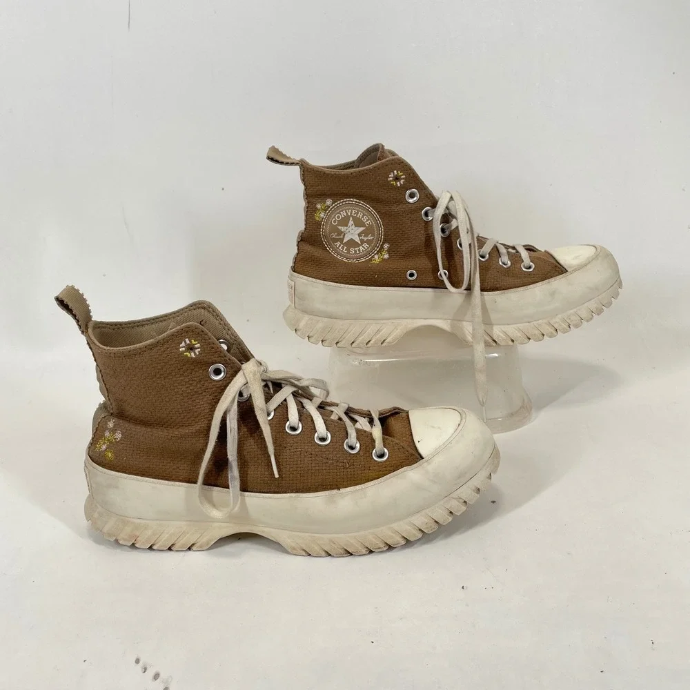 Converse Chuck Taylor All Star Lugged 2.0 Brown Floral High Top Womens 10 Chunky